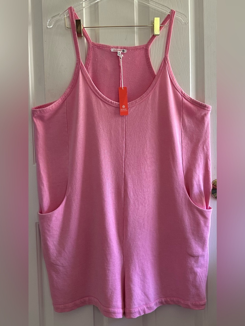 ANTHROPOLOGIE XL Balletcore Bubblegum Pink Sleeveless Cotton Rich Romper Sundry